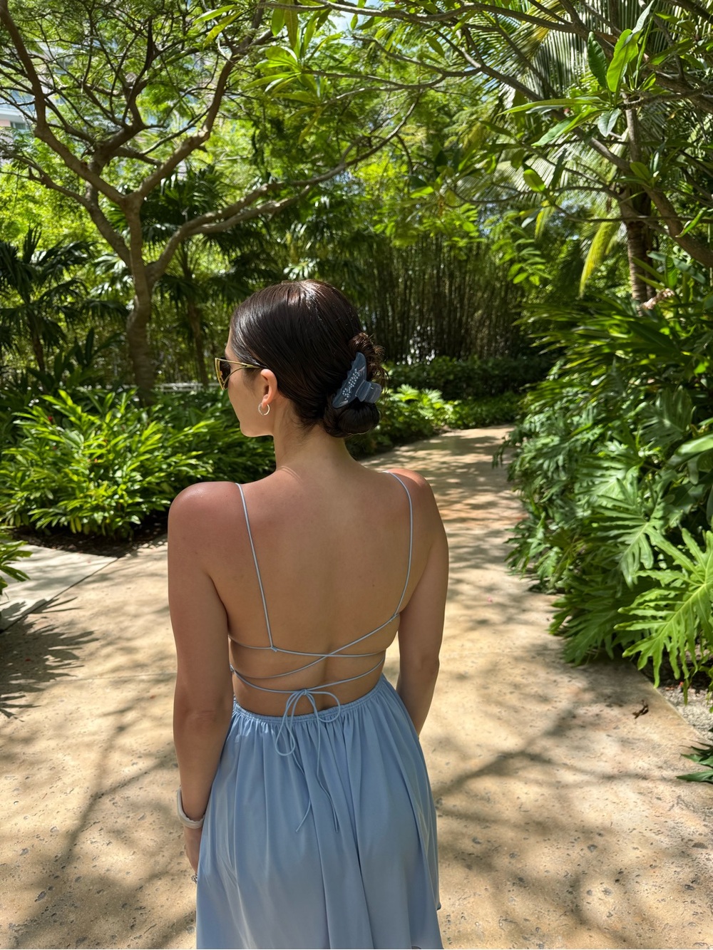 Fashion Nova Light Blue Strappy Mini Dress